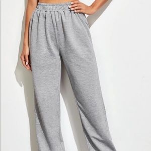 elastic waist solid sports pants